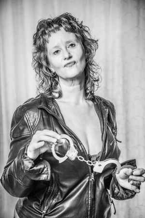 woman with handcuffsの写真素材