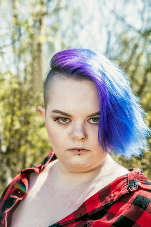 woman with purple hairの写真素材