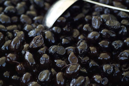 Close-up of black olives, shallow depth of focusの写真素材
