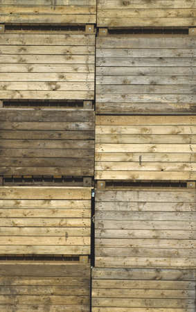 Stack of wooden potato cratesの写真素材