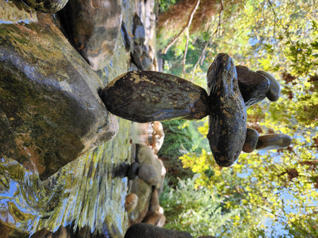 Water fountain in the garden, close-up of water faucet