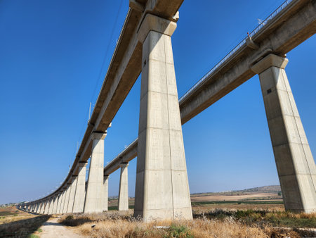 Detail of a train bridge in Israelの写真素材