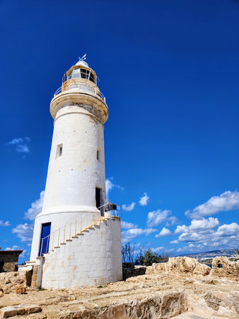 Lighthouse in Paphos on the island Cyprus.の写真素材