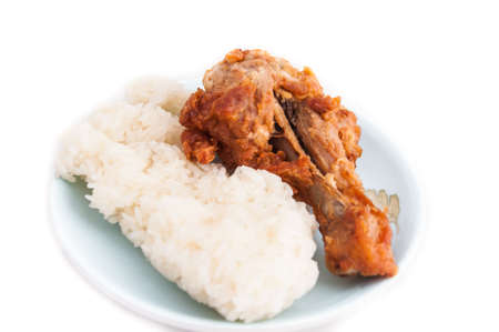 Chicken fried on the plateの写真素材