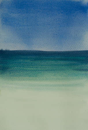 Watercolor painting of beautiful seaの写真素材