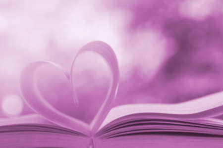 Heart book with nature backgroundの写真素材