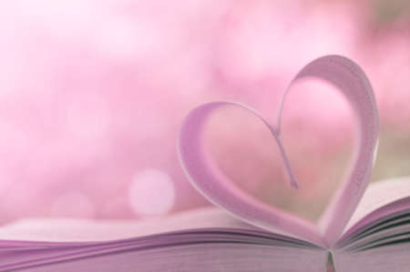 Heart book with nature backgroundの写真素材