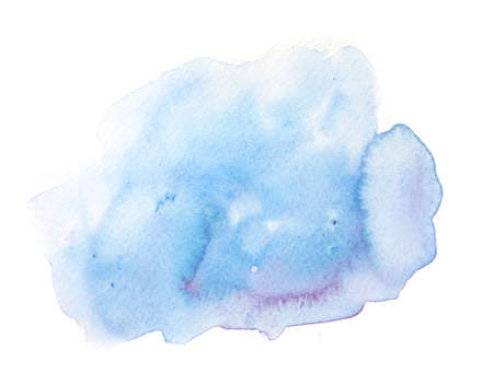 Abstract blue watercolor background texture on white,hand painted on paperの写真素材