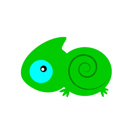green cute chameleon on white backgroundのイラスト素材