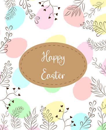 Happy Easter greeting card vector illustration Trendy decorative Easter template, hand-drawn twigs. for posters, cards, invitations, easter backgroundのイラスト素材