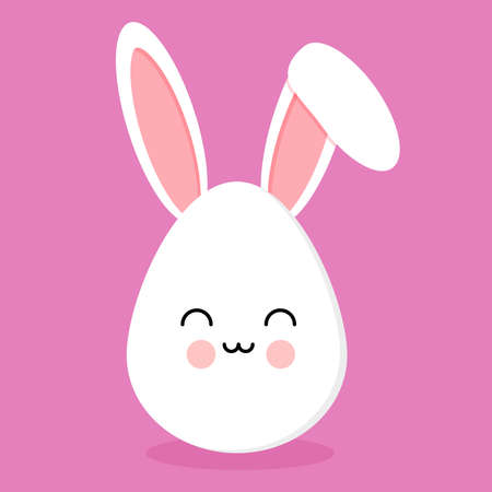 cute Easter bunny egg isolated on purple background Beautiful Kawaii vector illustration for greeting card, poster, sticker.のイラスト素材