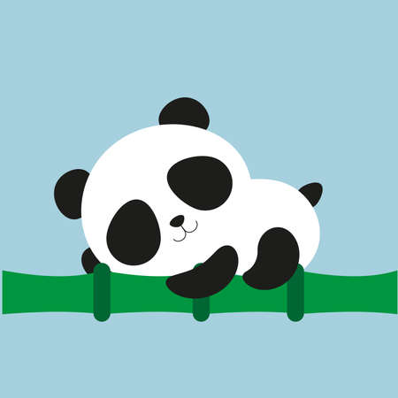 Cute panda sleeping on bamboo for sticker, card, birthday invitation t-shirt packaging kids room decorationのイラスト素材