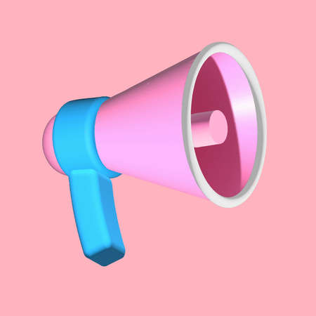 3D illustration, Cartoon megaphone, Online social media promotion isolated on pink background, Promotion conceptのイラスト素材