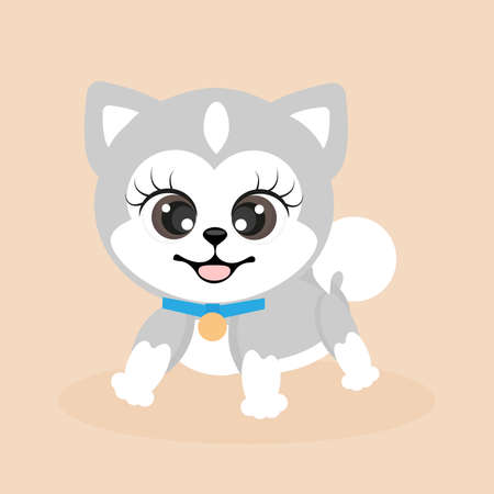 Cute dog alabai playful flat style character cute,vector illustration, cute sticker, textile print, packaging, postcardのイラスト素材