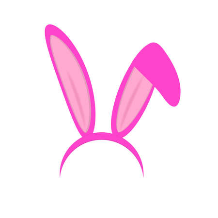 Rabbit ears hoop To decorate a children's party for Easter. Easter bunny hand drawn ears Cartoon easter pink bunny outline. Cute funny sketch line shapes on white background for t-shirt design.のイラスト素材