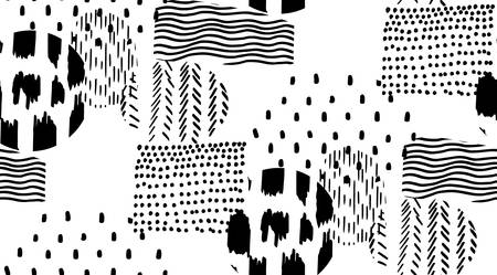 seamless pattern abstract printed pencil doodle and brush strokesのイラスト素材