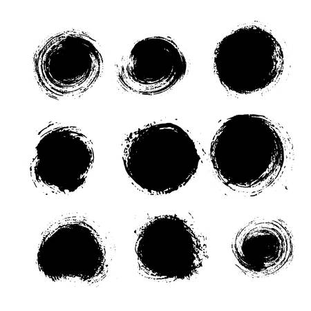 Vector set of grunge circle brush strokesのイラスト素材