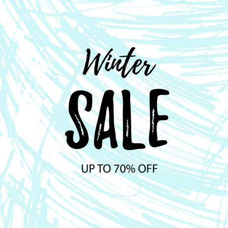 Sale card vector Illustration with abstract printed pencil doodle. Sale poster with winter Sale  lettering.のイラスト素材