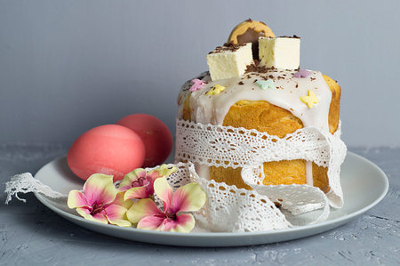 Easter cake on a wooden background