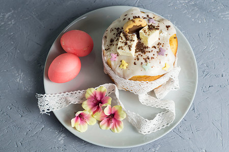 Easter cake on a wooden background