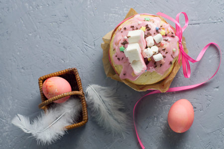 Easter cake on a wooden background