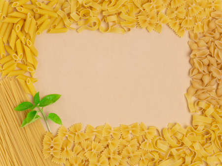 Different types of paste in the form of a frame. Background.の写真素材