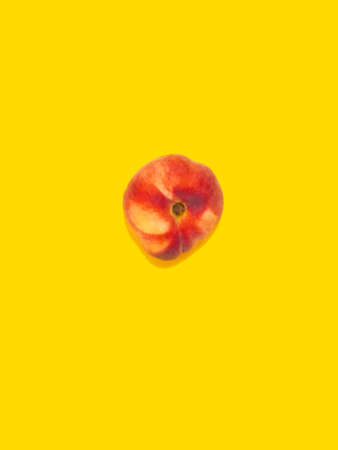 Nectarine on a yellow background.の写真素材