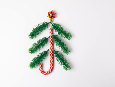 Christmas holiday background with board and decorations, gift boxes on the gray textured board View from aboveの写真素材