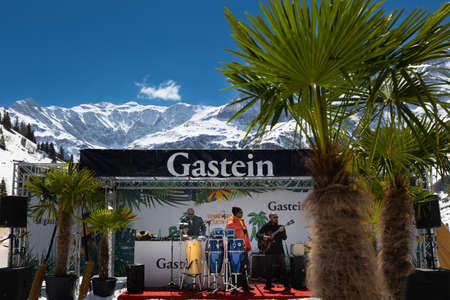 concert venue in a mountain valley with palm treesのeditorial素材