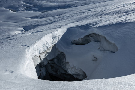Deep cracks on the Dachstein glacier - mountains, Austria, Alpsの写真素材