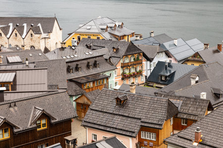 AUSTRIA, HALLSTATT - July 21, 2023: old town on the lakeのeditorial素材