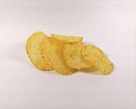 Potato chips on white backgroundの写真素材