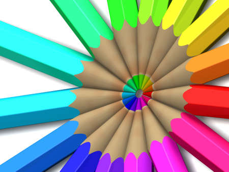 Spectrum colored pencils. 3D. Isolated on white background.の写真素材