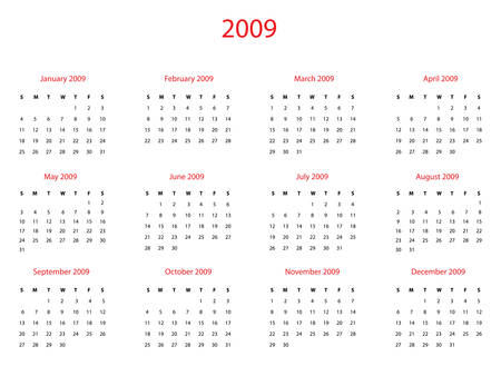 Vector illustration calendar of 2009 year.のイラスト素材