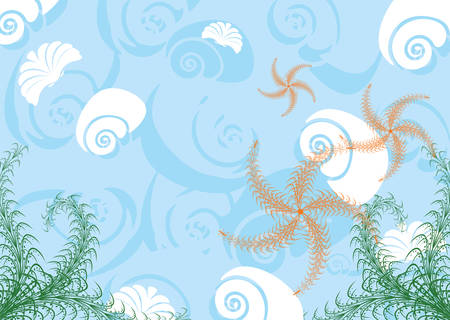 Decorative sea background with its inhabitants. A vector illustrationのイラスト素材