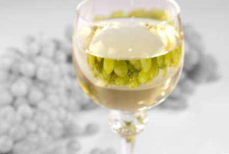 Grapes and white wineの写真素材