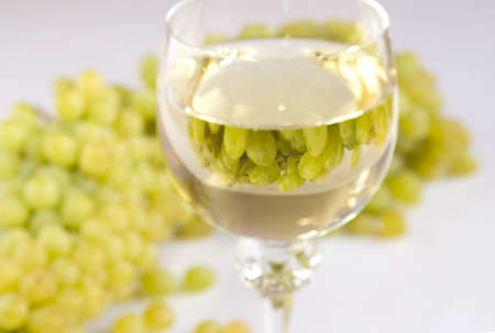 Grapes and white wineの写真素材