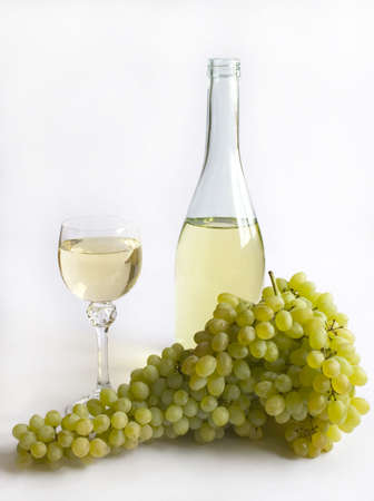 Grapes and white wineの写真素材