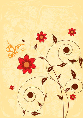 Decorative floral on grunge background, vector illustrationのイラスト素材