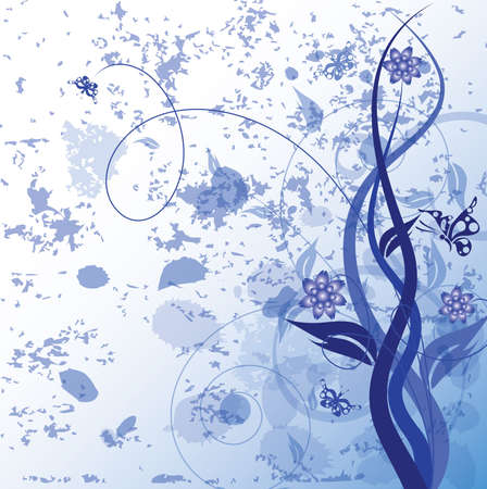 Decorative floral on grunge background, vector illustrationの写真素材