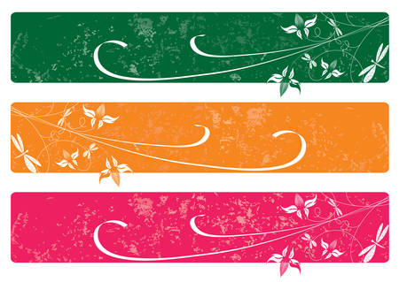 Decorative flowers on grunge background, vector illustration. Please see some similar pictures from my portfolio.のイラスト素材