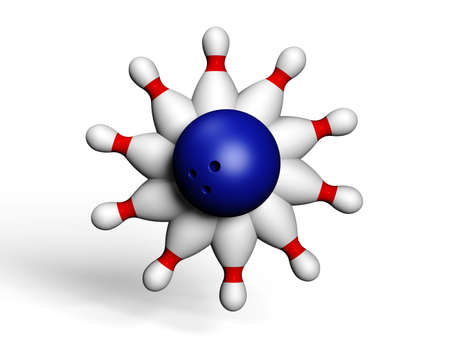 Abstract composition with Ten Pin Bowling and Bowling Ball. 3d render. の写真素材