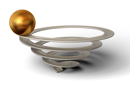 Business conception. The concept of the winner - an important point of any business. A sphere of gold colour on spiral top.の写真素材