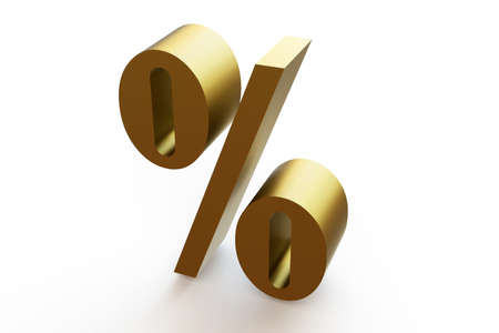 The symbol "percent". 3d illustration on isolated white background.の写真素材