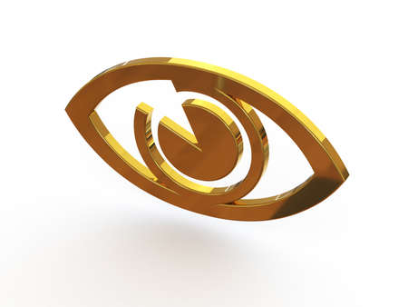 The sign is the eye. 3d illustration on isolated white background.の写真素材