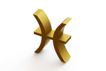 Zodiac sign - Pisces. 3D illustration on isolated white background.の写真素材