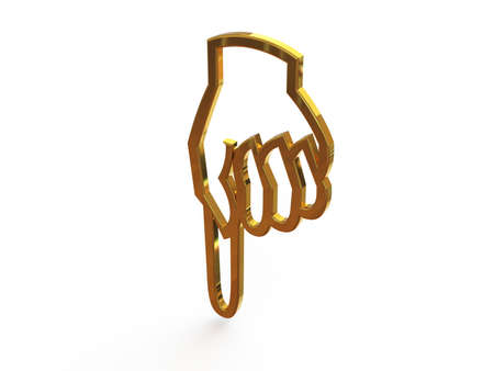 Sign - Pointer Down. 3d illustration on isolated white background.の写真素材