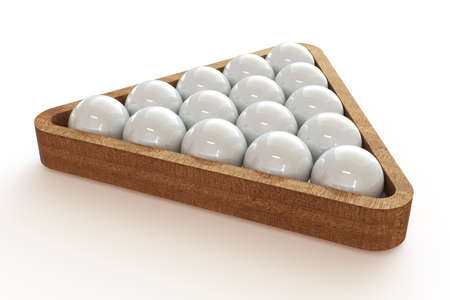 Billiard balls in the triangle. 3d illustration on isolated white background.の写真素材