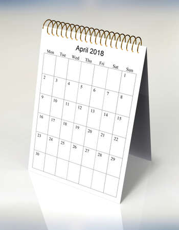 The original calendar for April, 2018. The beginning of week - Mondayの写真素材