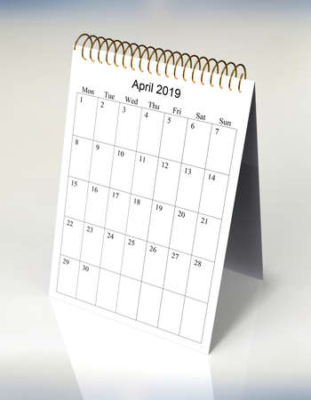 The original calendar for April, 2019. The beginning of week - Mondayの写真素材